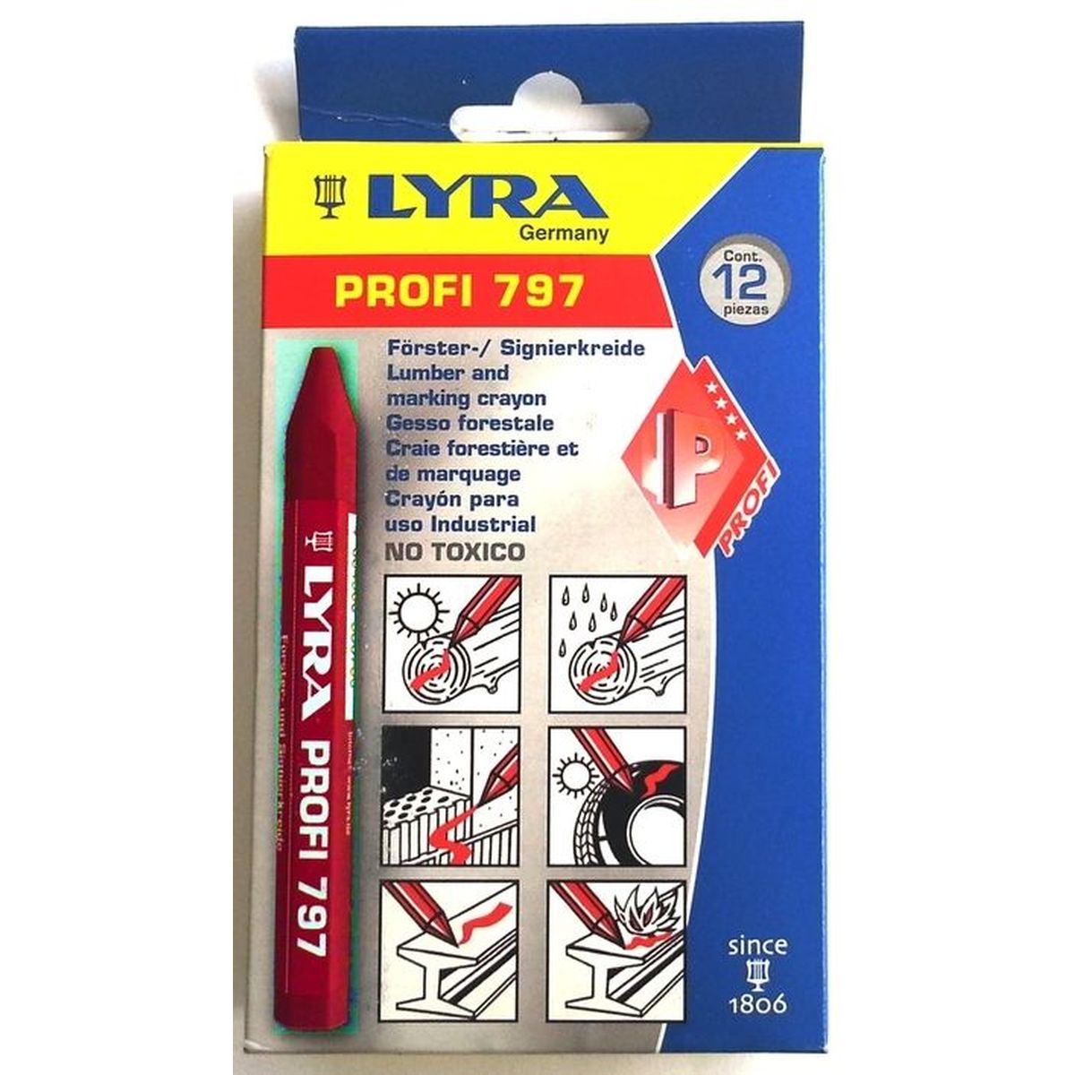 Försterkreide 797 á 12St.  rot 120x12mm Lyra