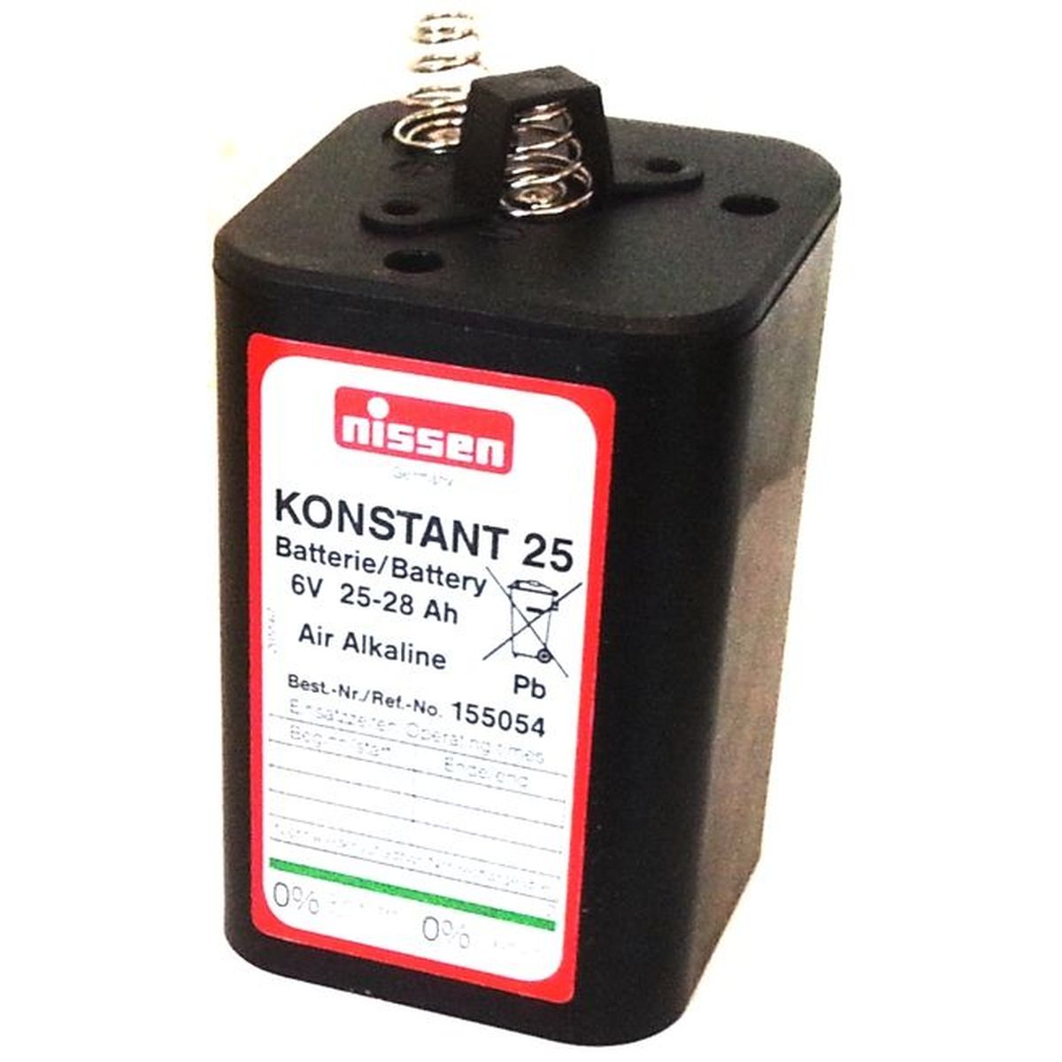 Batterie für Baustellenlampe Alkaline Nissen Konstant 25 - 6V , 25-28Ah OMC  - OnlineShop bestellen · kaufen · informieren
