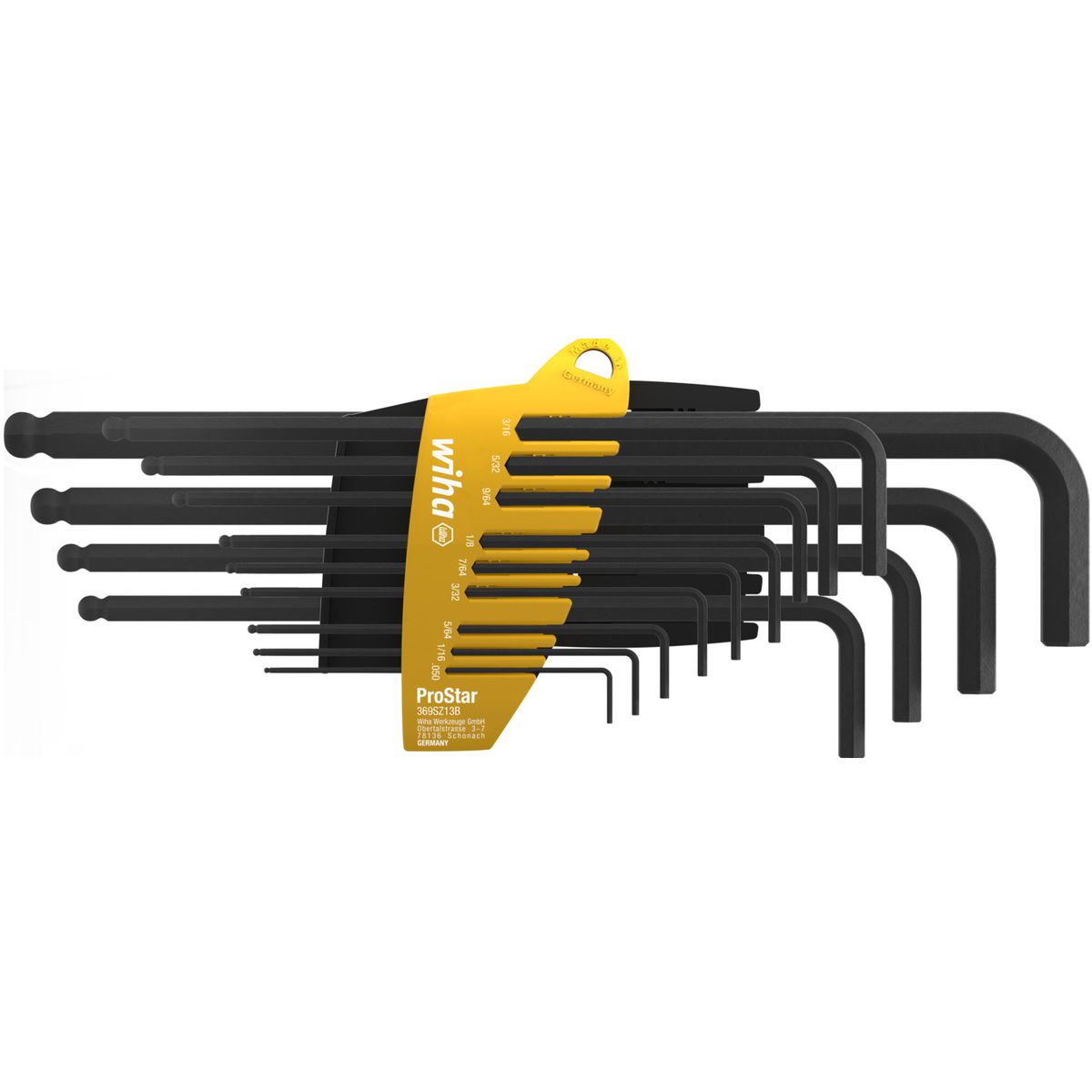 Ball end hex L-key set in ProStar. WIHA