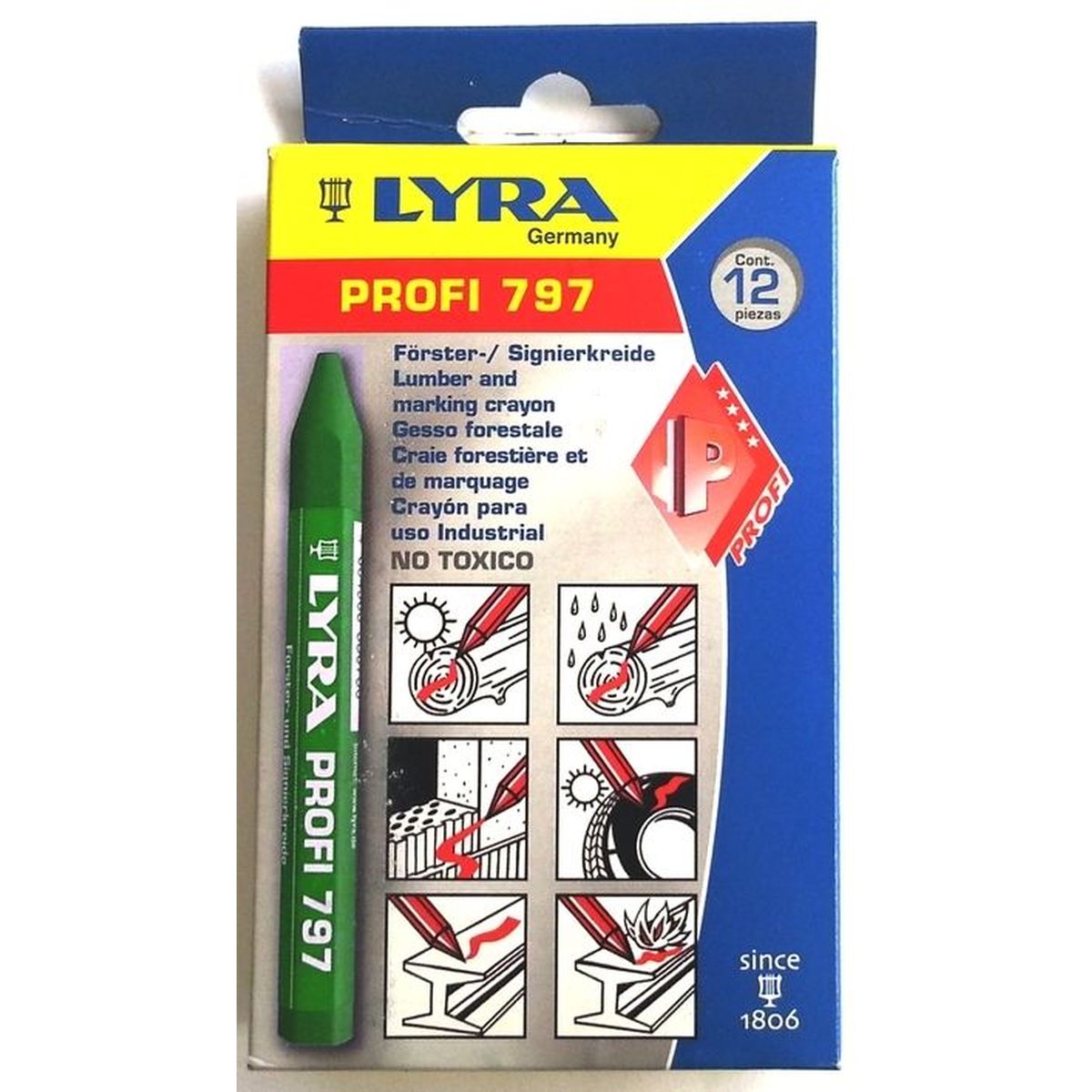 Försterkreide 797 á 12St.  grün 120x12mm Lyra
