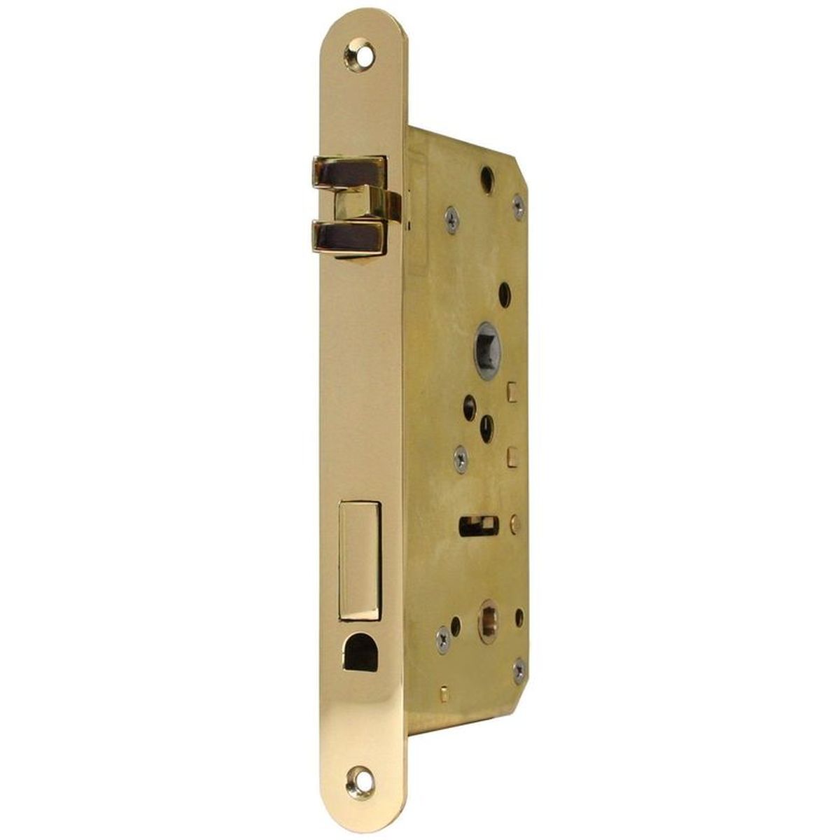 Brass Mortise lock DIN 81303 A left face plate radius R=10 mm solid latch