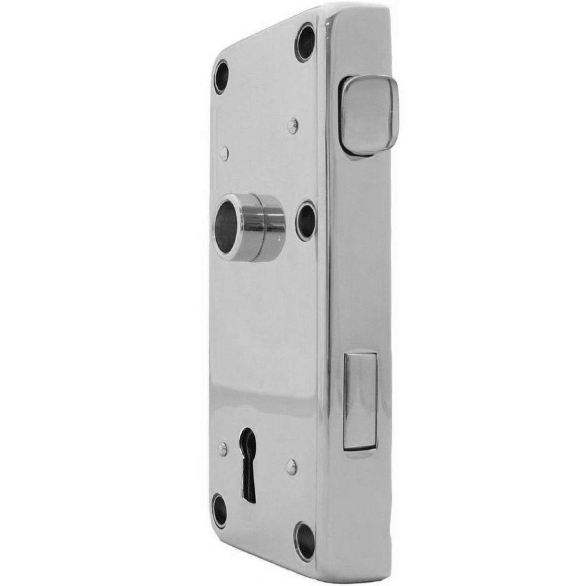 Brass chromed Rim lock DIN 81311 Right/ Ri/Out, 55 keyhole