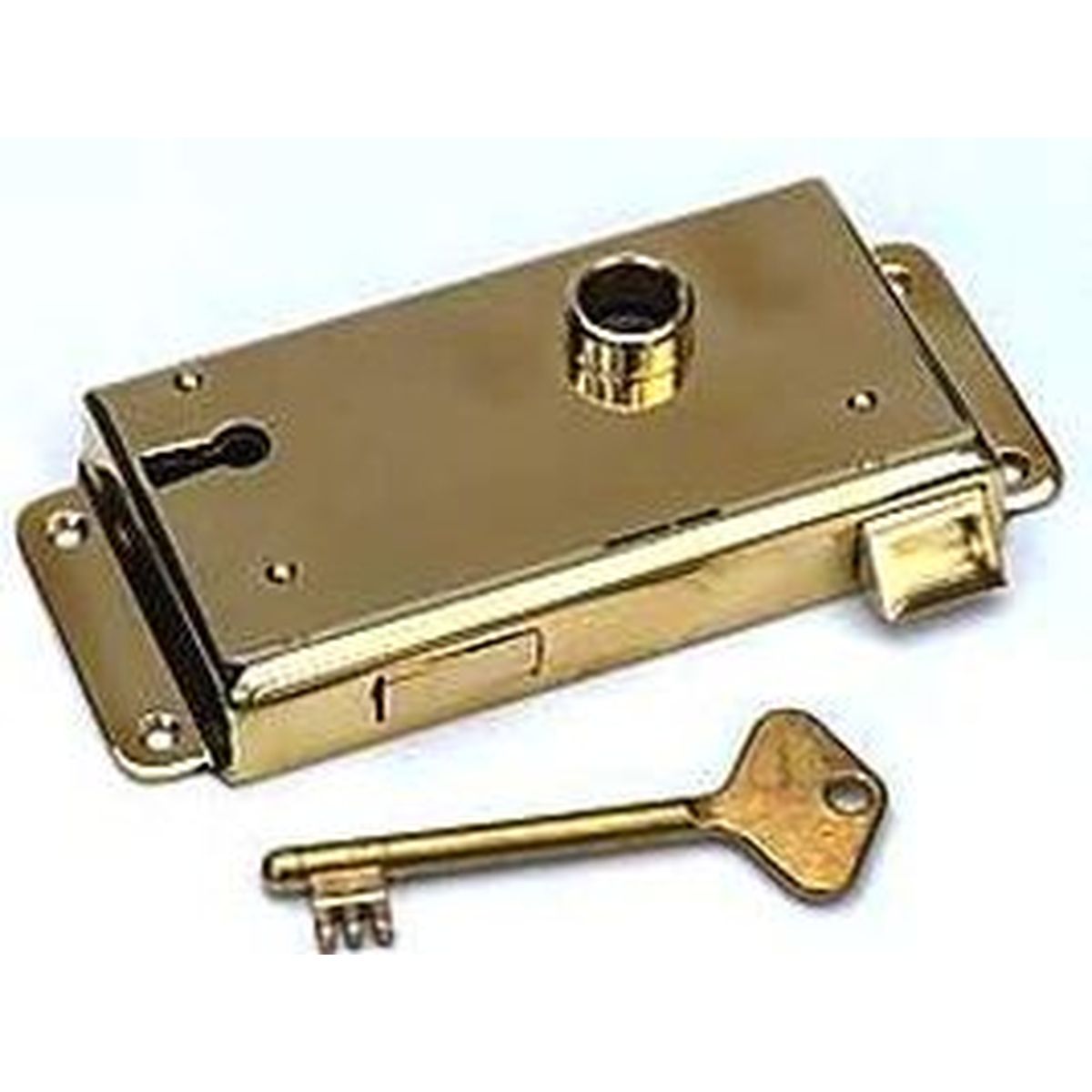 Brass Rim key lock with flange DIN 81307 A, 55/9/75 mm, solid latch