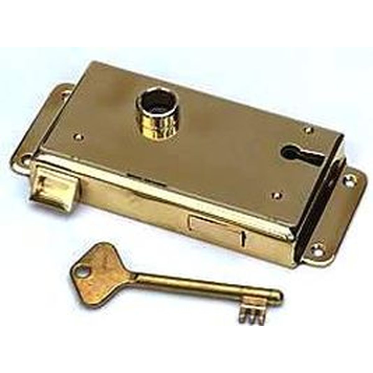 Brass Rim key lock with flange DIN 81307 A, 55/9/75 mm, solid latch