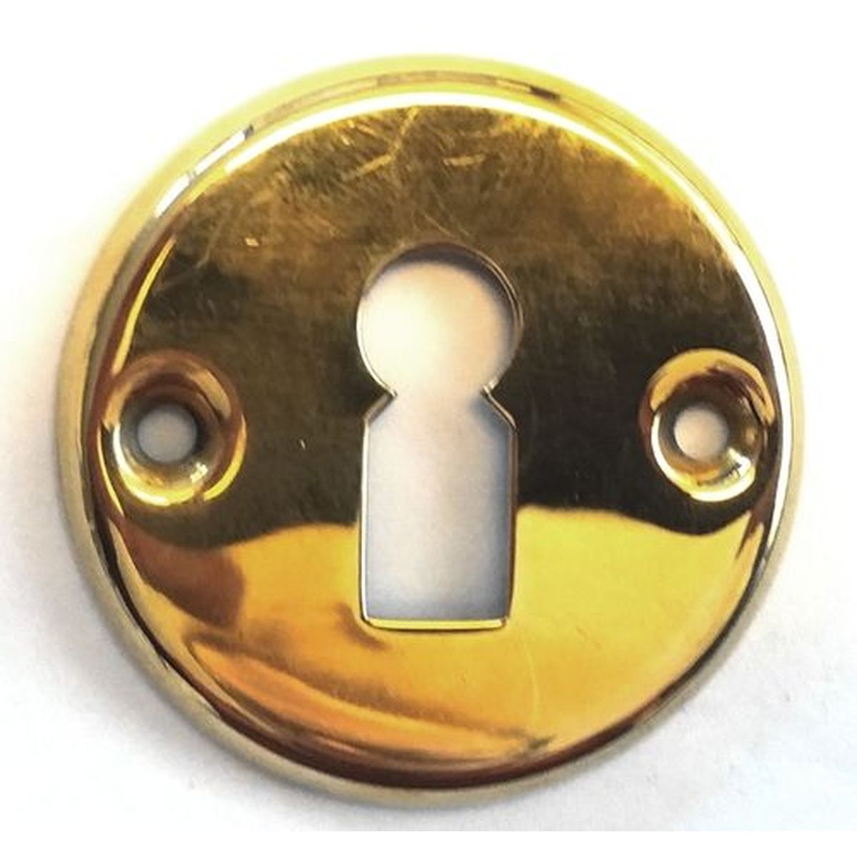 Brass Escutcheon with keyhole Rd 51 mm for wood screws