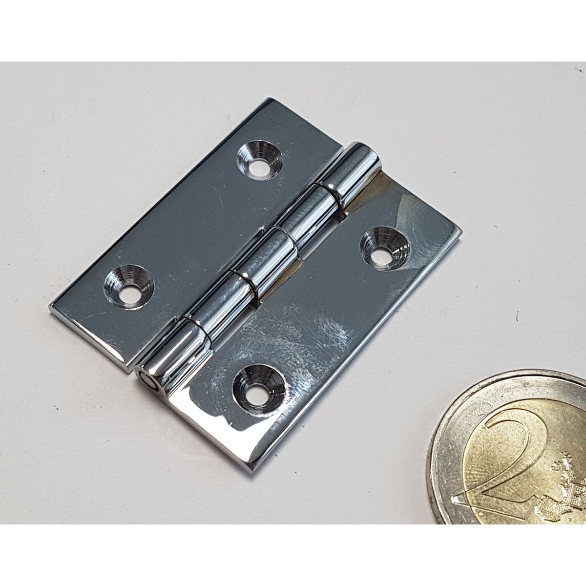 Brass chromed hinge 40x30x2mm massive