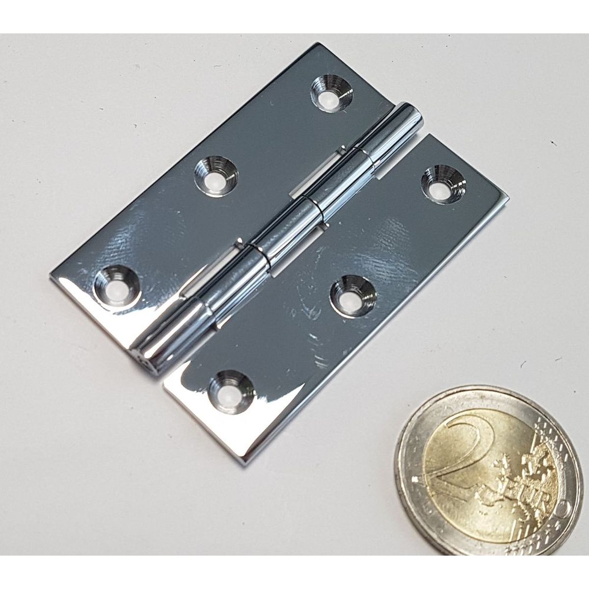 Brass chromed hinge 60x50x2,5mm massive