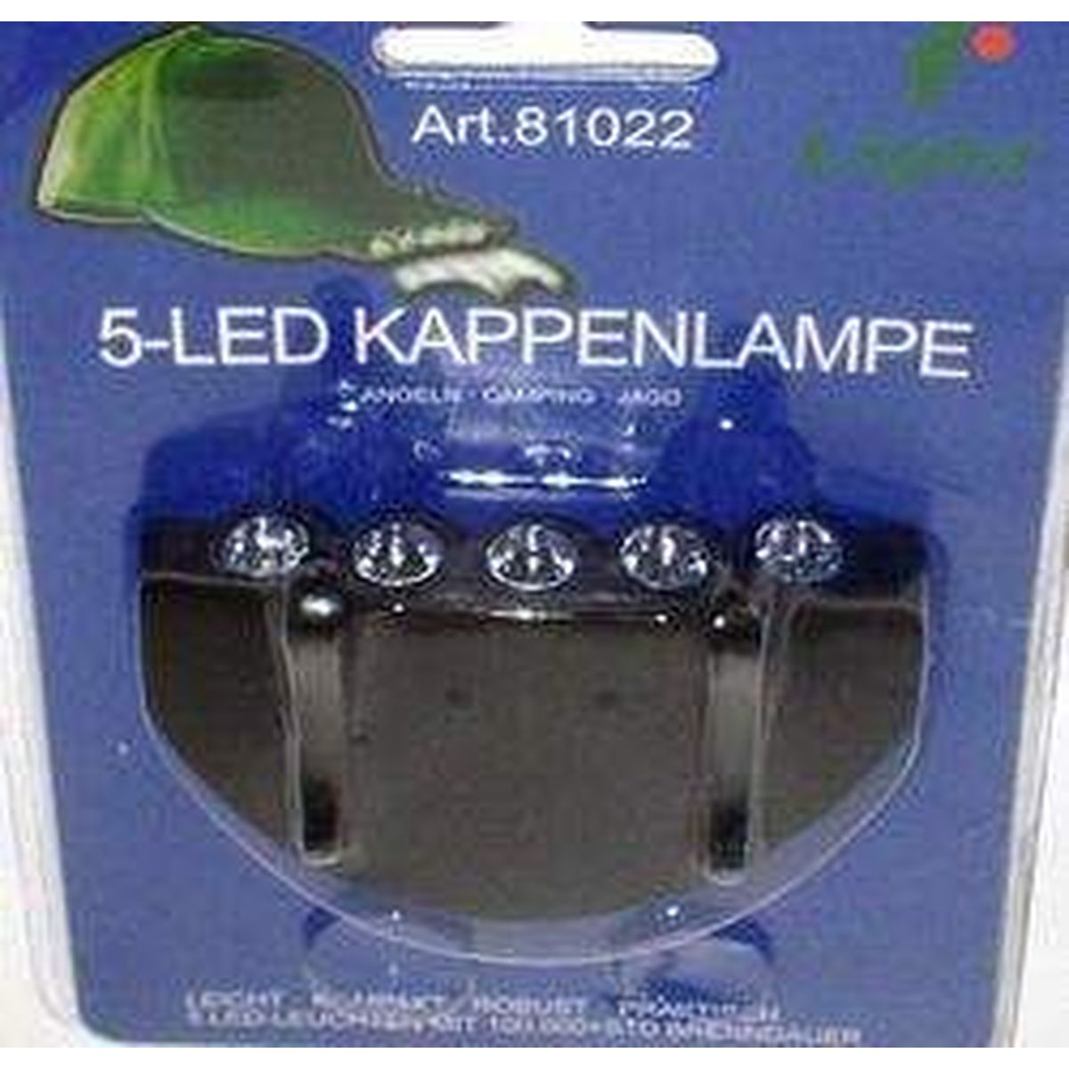 5-LED Kappenlampe  zum Aufstecken auf Kappen- oder Helmschirme