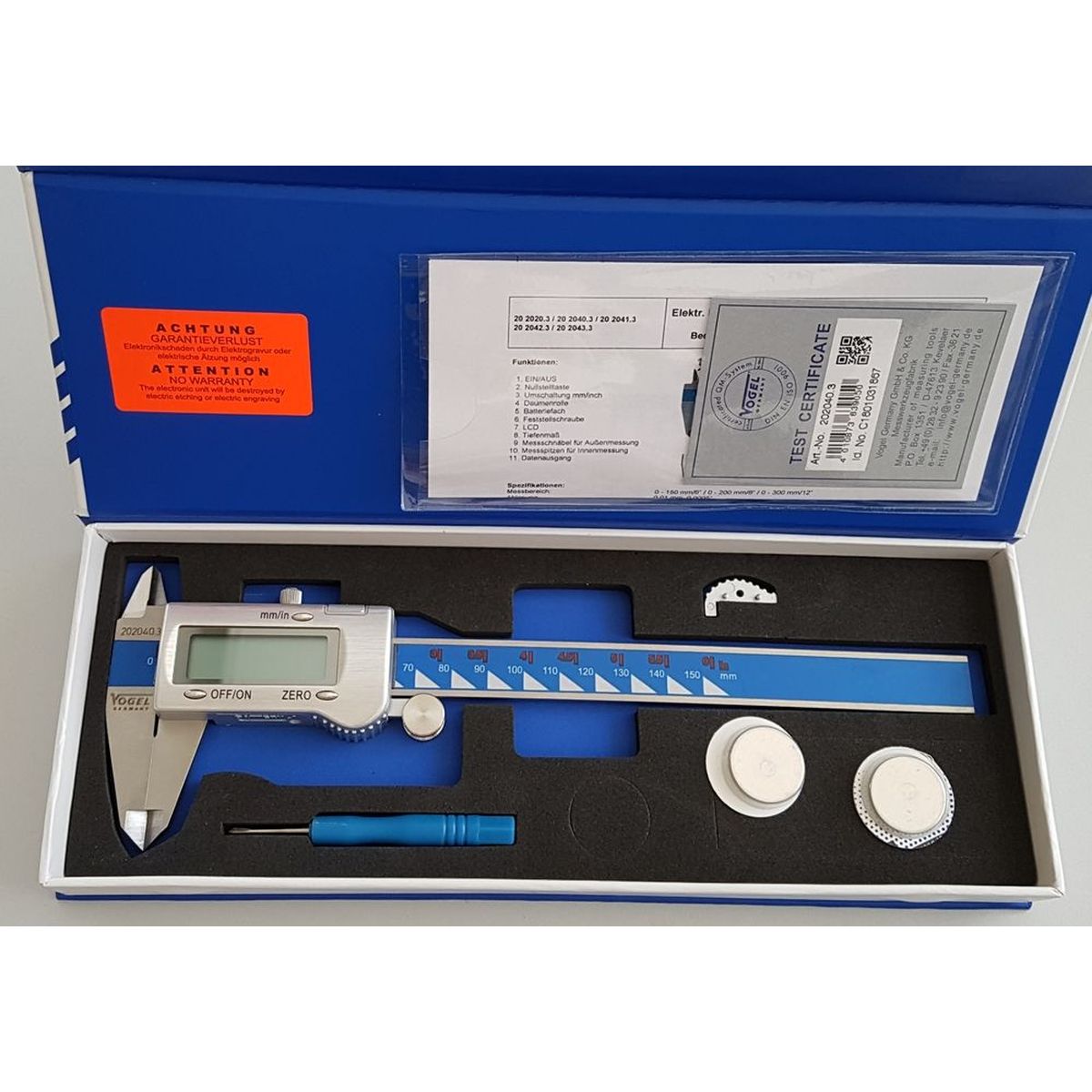 Digital Caliper  CE150x0 01mm/6x0 VOGEL GERMANY