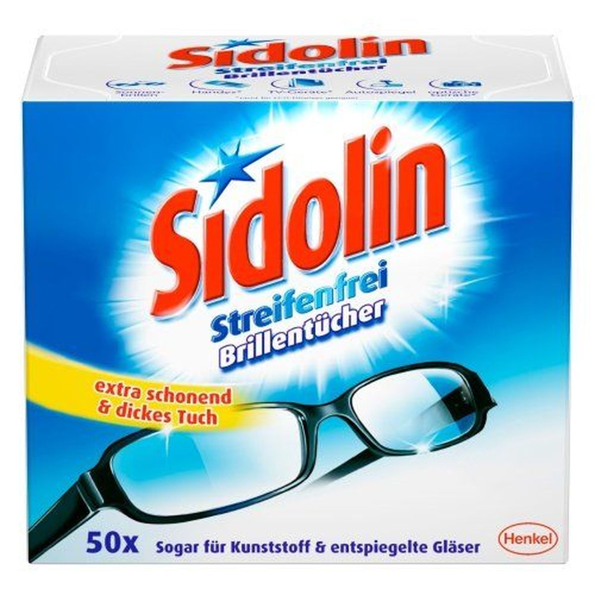 Sidolin Brillenputztücher auch f. Kunststoff & entspiegelte Gläser 